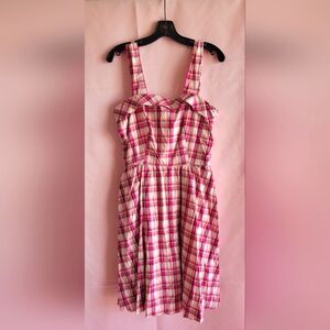 Retro Rockabilly pink plaid country dress